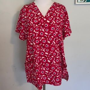 Bright Floral Prints by maevn Comfy Scrub Top Size Large Colorful